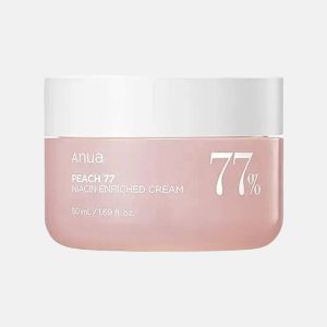 آنوا کرم کاسه ای آبرسان و روشن‌کننده ۷۷% با عصاره هلو ۵۰ میل | پیچ کرم غنی‌شده نیاسین برای پوست کدر